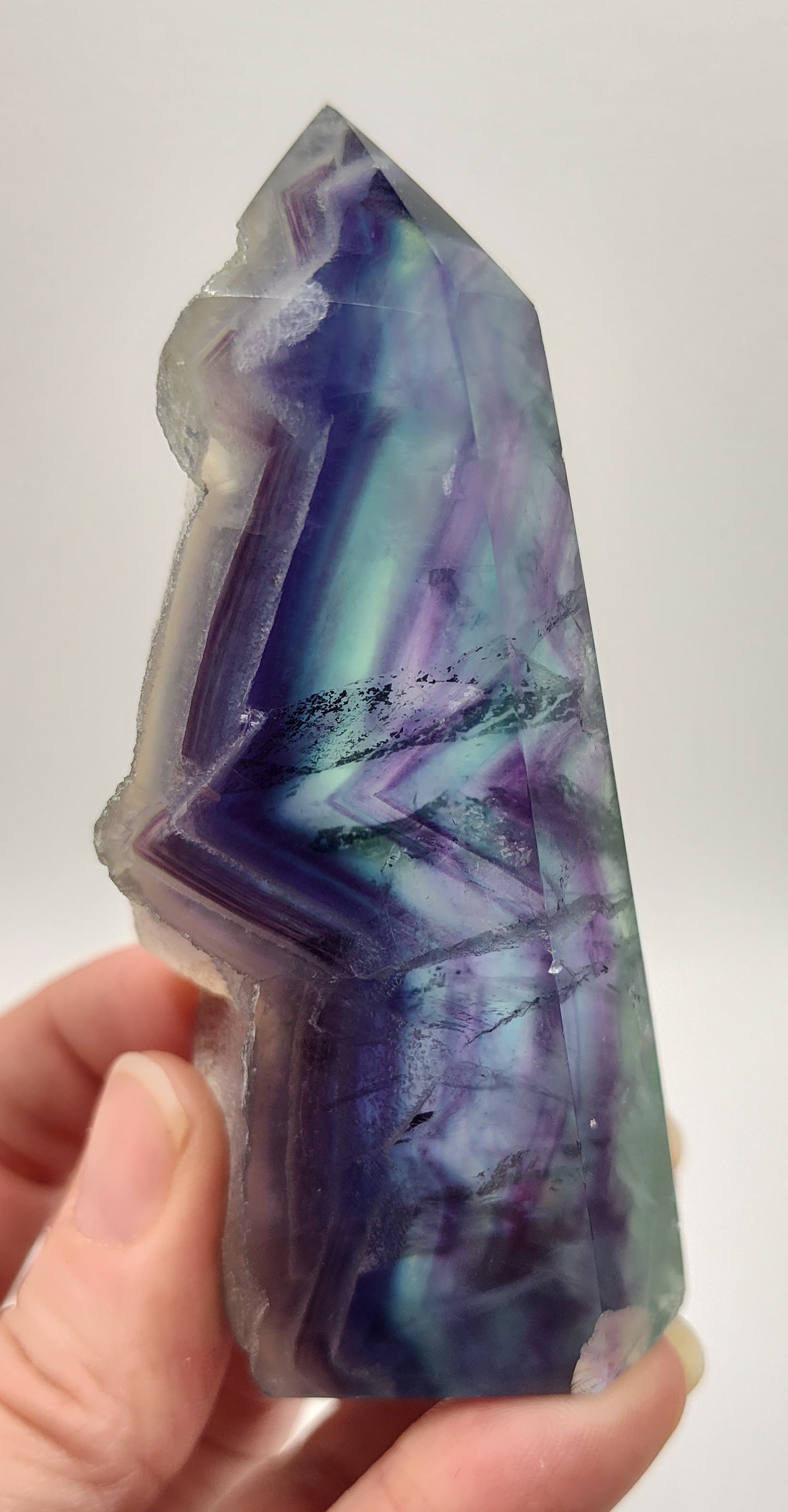 Rainbow Fluorite Crystal Tower Semi-Polished Point