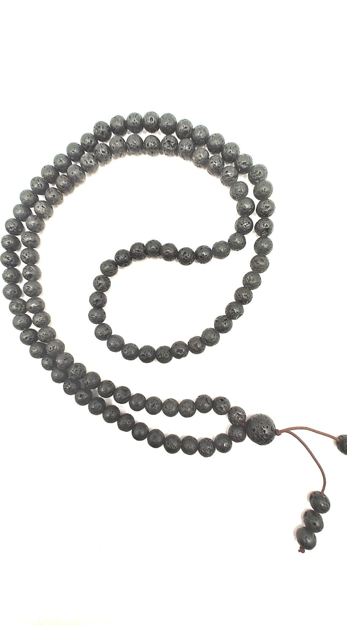 Lava Stone Necklace- Meditation Yoga Wrap Bracelets Mala Beads- Stretch