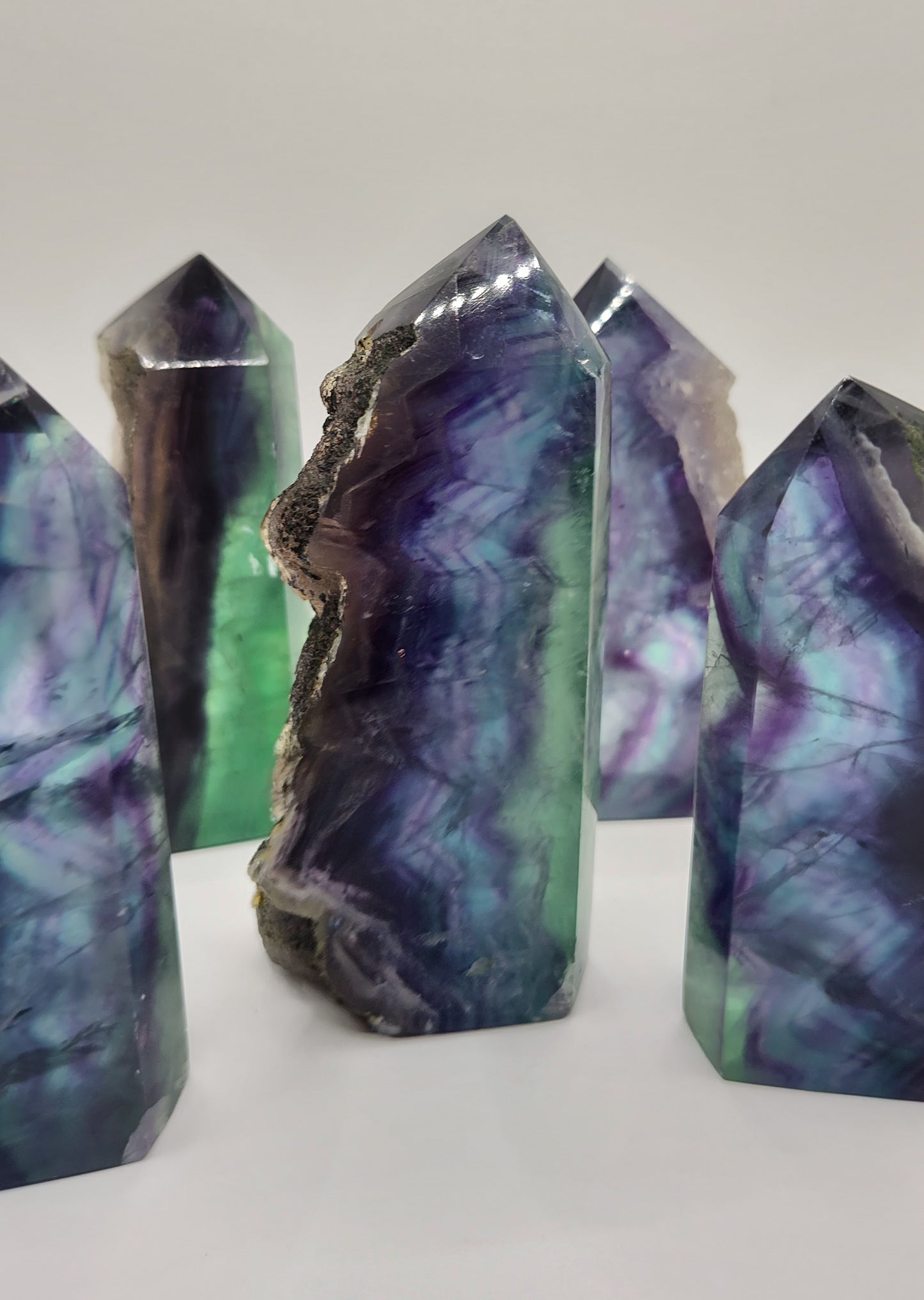Rainbow Fluorite Crystal Tower Semi-Polished Point