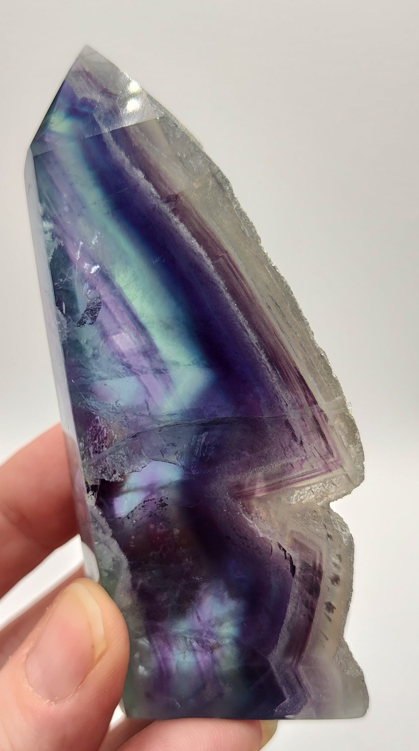 Rainbow Fluorite Crystal Tower Semi-Polished Point