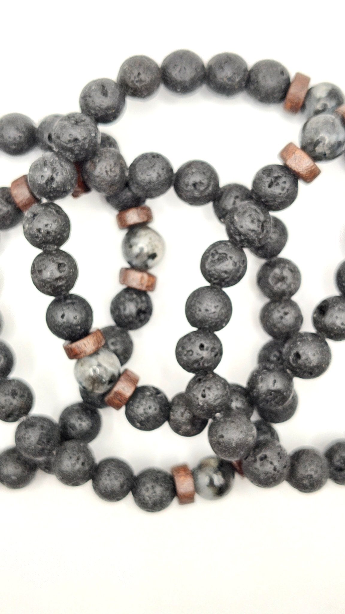 Lava Stone & Tourmalinated Quartz Bracelet